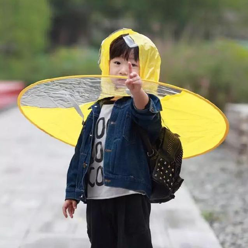 ο UFO     ڸ        Ʈ Ŀ  /New UFO design Folding raincoat umbrella headwear hat for child men women cycling fi
